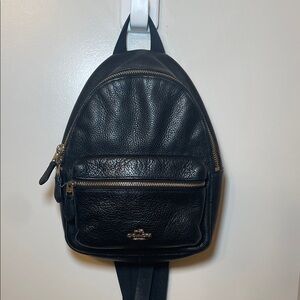 Coach Black Leather Backpack